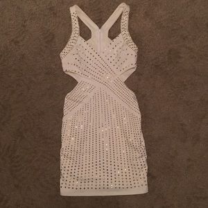 White dress with gold studs
